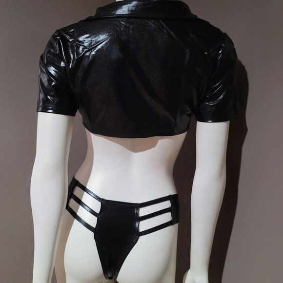 Daring Nights Vegan Leather Lingerie Set - Picture 4 of 8